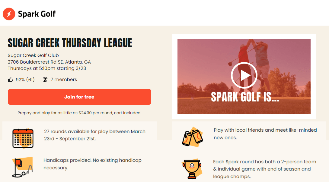 Spark Golf - Sugar Creek Thursday League